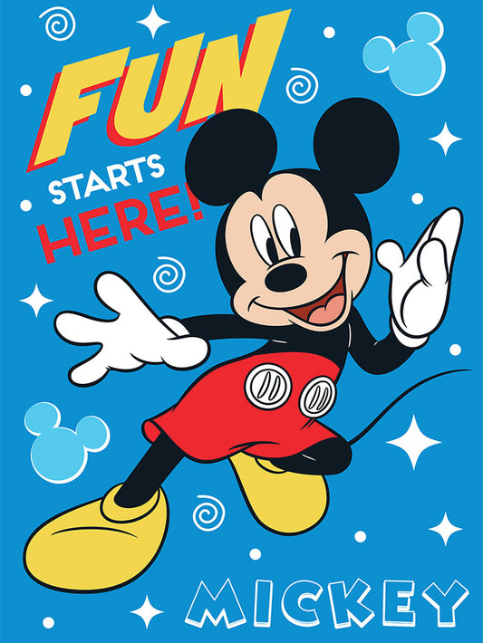 "FUN STARTS HERE" MICKEY TWIN/FULL DISNEY RACHELLE BLANKET