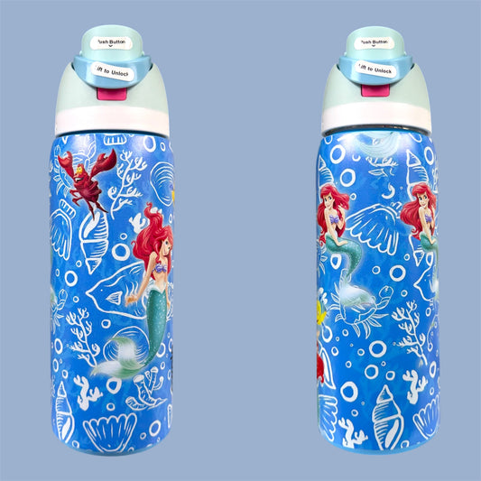 (#15) MERMAID BLUE WATER CANISTER WITH BUILT IN STRAW 32 OZ./945 ML 1 PC