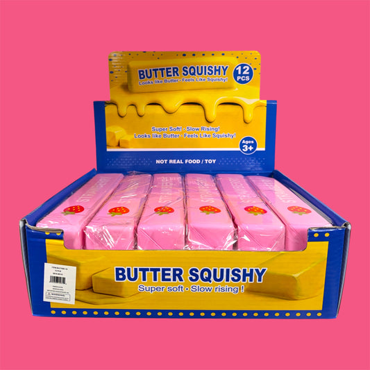 LARGE STRAWBERRY SCENTED BUTTER SQUISHY BAR 12 PCS DISPLAY
