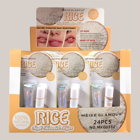 MEIKE GLAMOUR RICE LIP GLOSS & LIP BALM 24 PCS DISPLAY NO.MKG0312