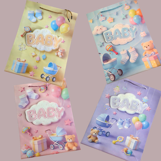 MIXED BABY PAPER GIFT BAGS 12 PCS NO. (BG260401-37L)
