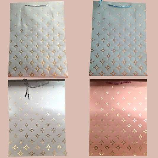 MIXED COLOR STARS PAPER GIFT BAGS 12 PCS (NO.BG260401-33L)