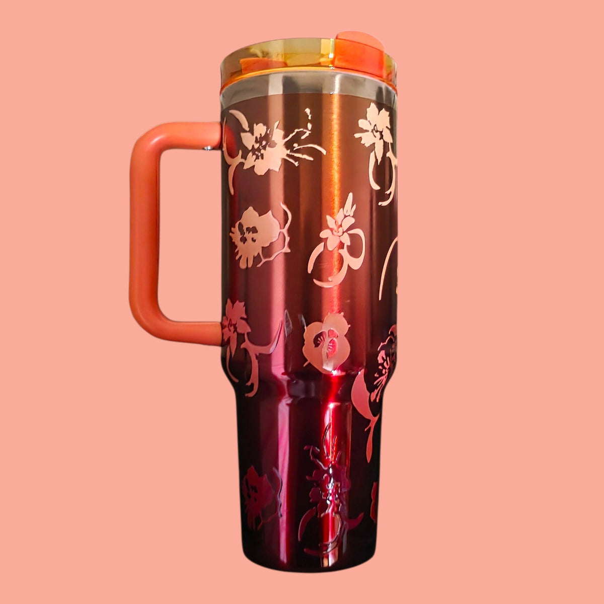 (#84) FLORAL S-WATER CANISTER WITH STRAW 40 OZ./1.18 L 1 PC