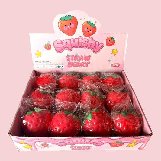 (LARGE) SQUISHY STRAWBERRY 12 PCS DISPLAY