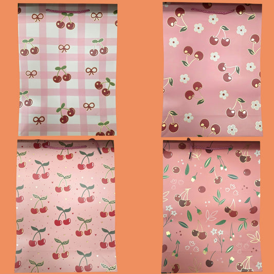 MIXED CHERRY PAPER GIFT BAG 12 PCS