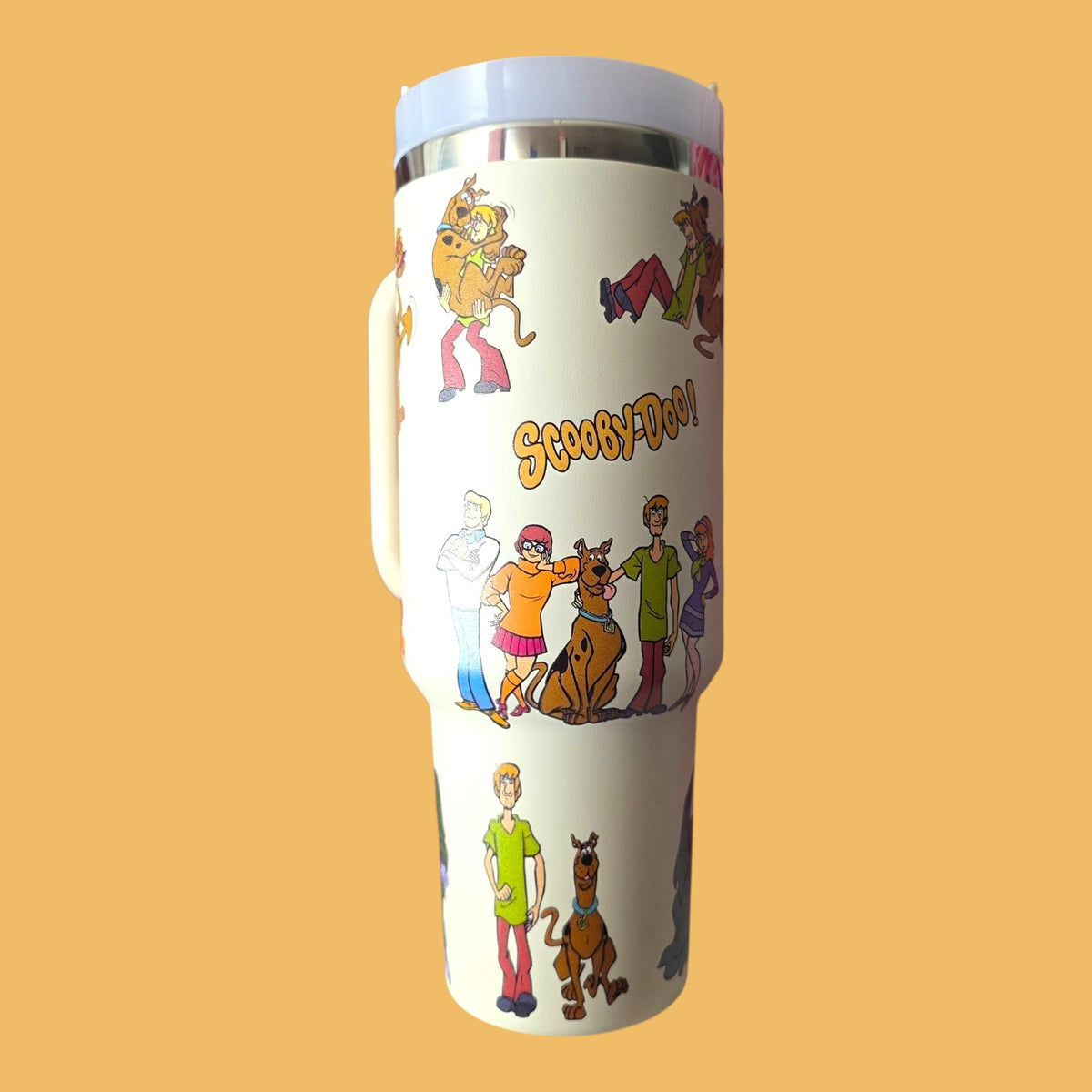 (#67) WHITE SCOOBY S-WATER CANISTER WITH STRAW 40 OZ./1.18 L 1 PC