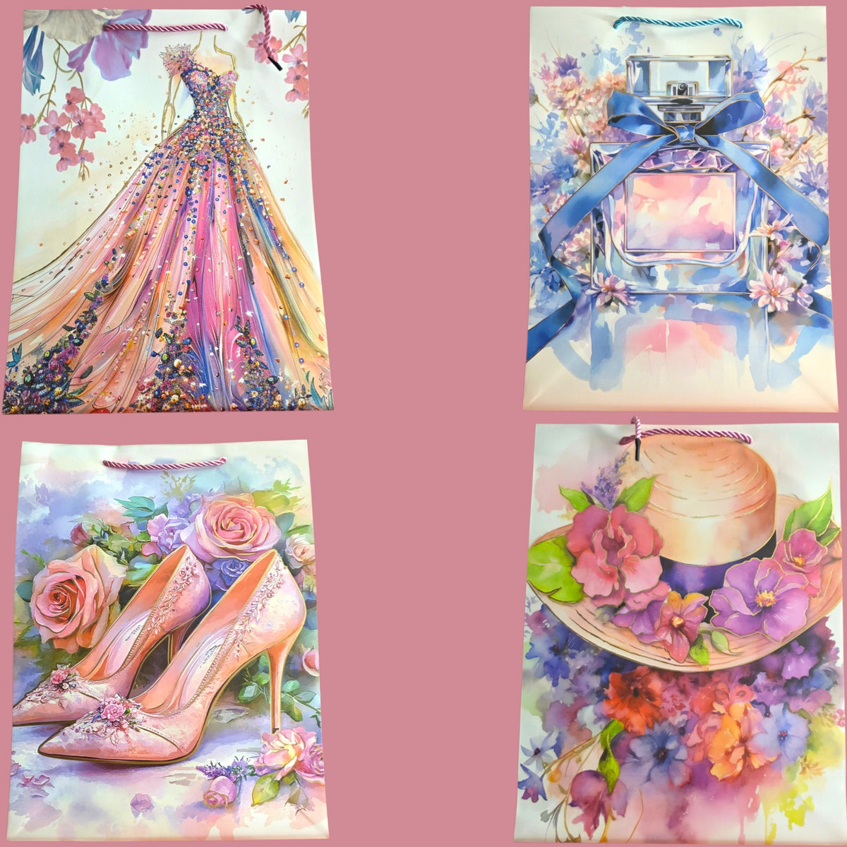 MIXED DESIGNS PAPER GIFT BAGS 12 PCS (NO. BG260125-3L)