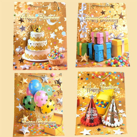 MIXED HAPPY BIRTHDAY PAPER GIFT BAGS 12 PCS VER. 6.            (NO.BG260129-24L)