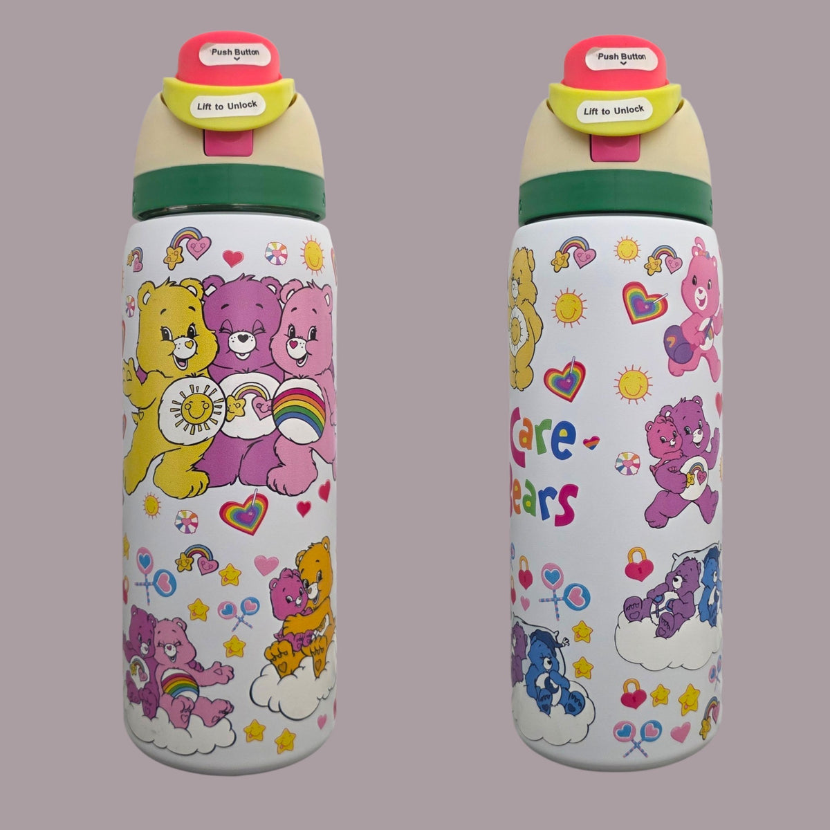 (#34) CUTE BEAR WHITE WATER CANISTER WITH BUILT IN STRAW 32 OZ./945 ML 1 PC