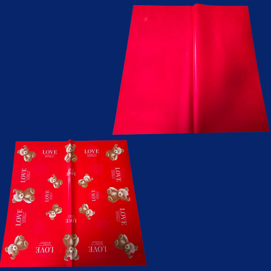 BEAR & HEART PRINT RED KOREAN PAPER 20 PCS