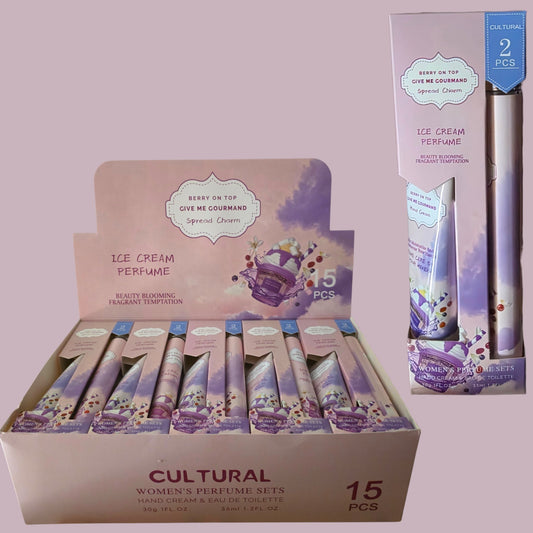 PURPLE BERRY ICE CREAM ON TOP WOMEN'S PERFUME SET 15 PCS DISPLAY