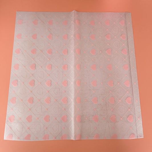 TRANSPARENT PINK HEARTS ALL OVER PRINT 20 PCS