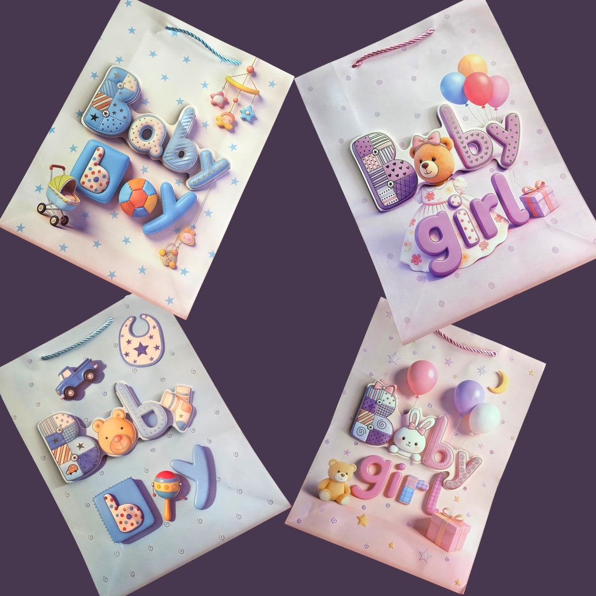 MIXED BOY & GIRL PAPER GIFT BAGS 12 PCS (NO.BG260401-35L)