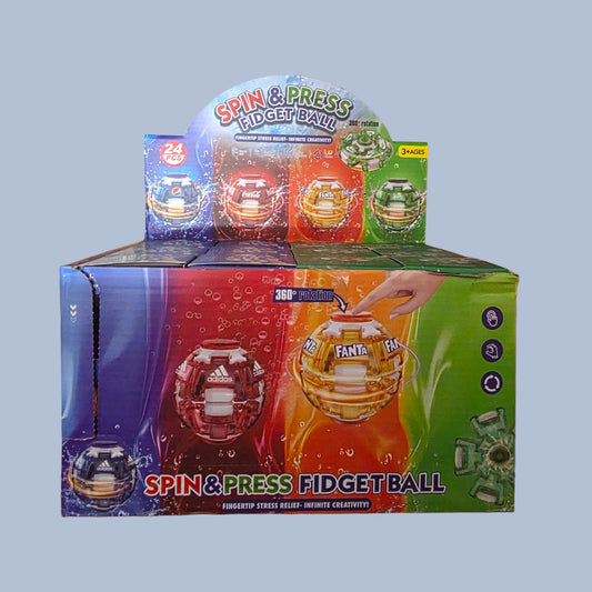 SPIN & PRESS SODA FIDGET BALL 24 PCS DISPLAY