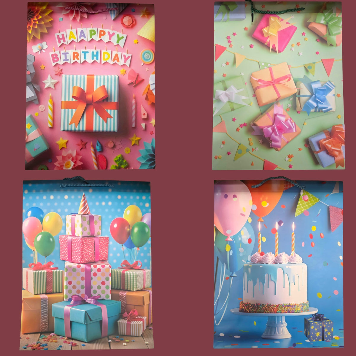 MIXED HAPPY BIRTHDAY PAPER GIFT BAGS 12 PCS VER. 2            (NO.BG260401-48L)