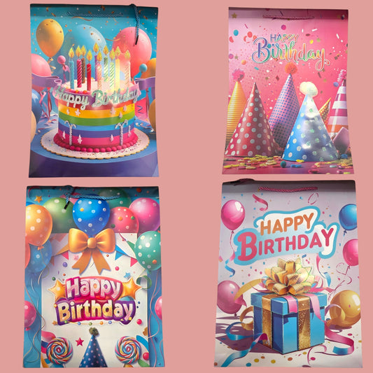 MIXED HAPPY BIRTHDAY PAPER GIFT BAGS 12 PCS VER. 4             (NO.BG260401-34L)